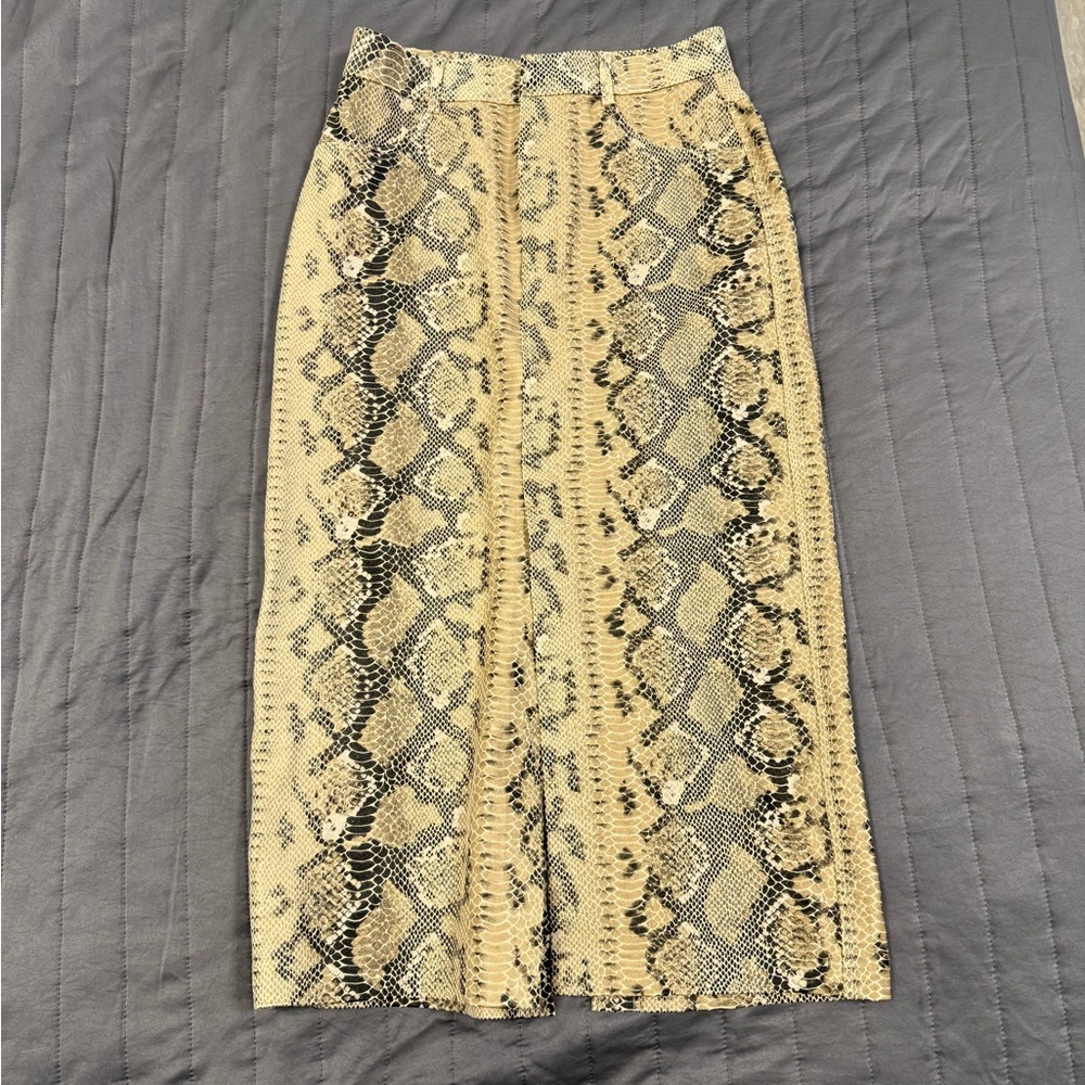 Zara Beige Snake Print Pencil Skirt